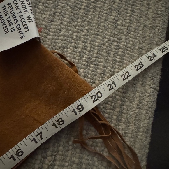 ASOS DESIGN real suede mini skirt with fringing detail in tan - Picture 12 of 12